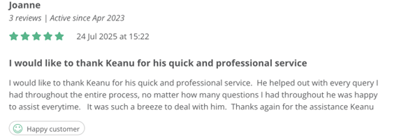 Customer praises sellyourdamagedcar.co.za's speed and professionalism