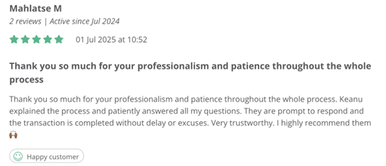 Customer praises sellyourdamagedcar.co.za for their professionalism and patience