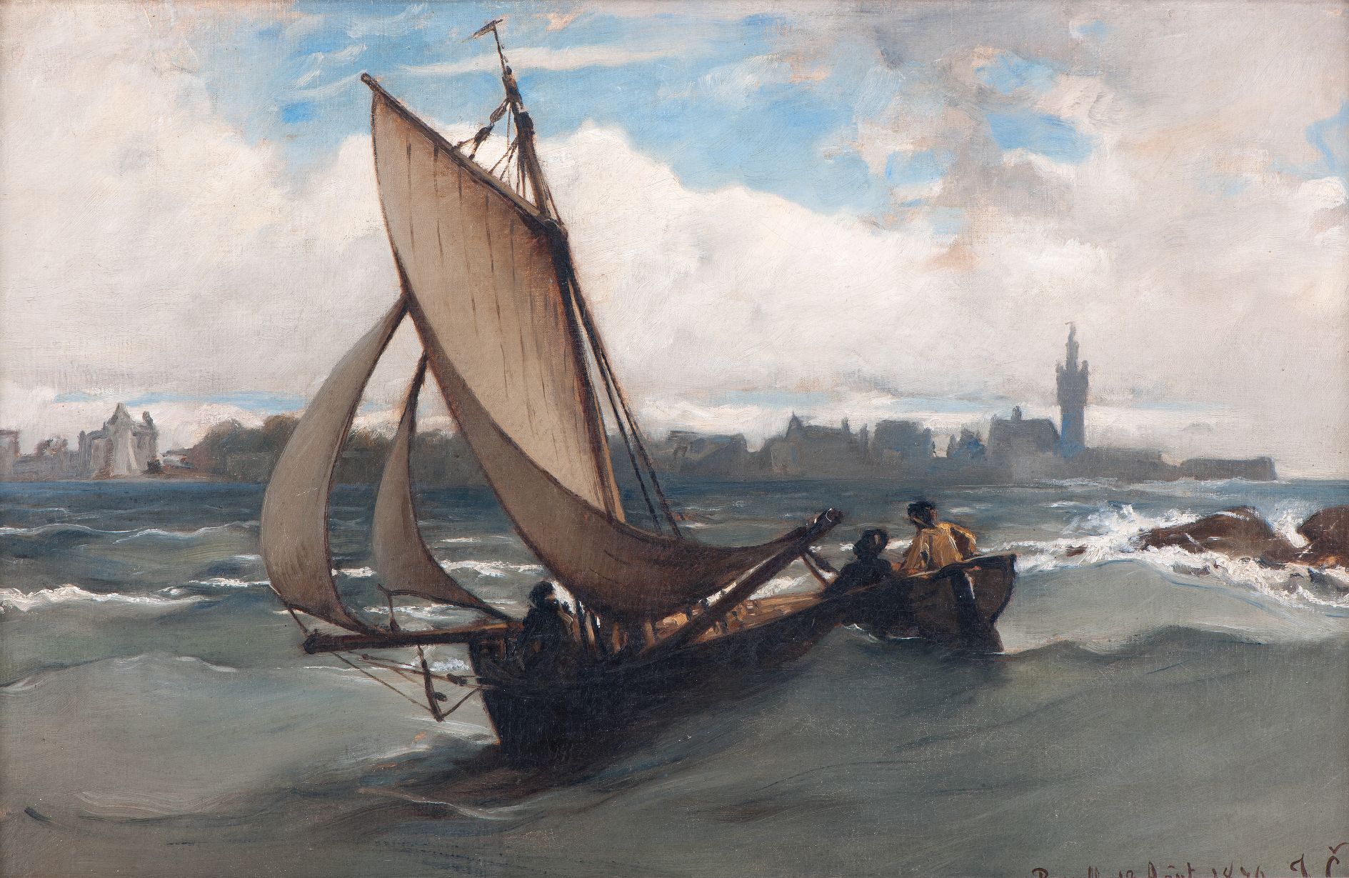 Jaroslav Čermák Marine Scene at Roscoff, 1870, Prague City Gallery