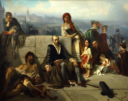 Jaroslav Čermák Šimon Lomnický Begging on Prague Bridge (The Old Age of Lomnický of Budeč), 1853, private collection, photo: Milan Havel