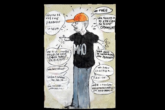 Josef Bolf, Mao, 1999, acrylic and markers on plastic film, 130 × 90 cm